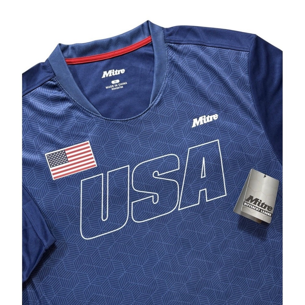 Mitre Men's Team USA Blue Hexagon Pattern Jersey Flag Size Medium NWT -1940